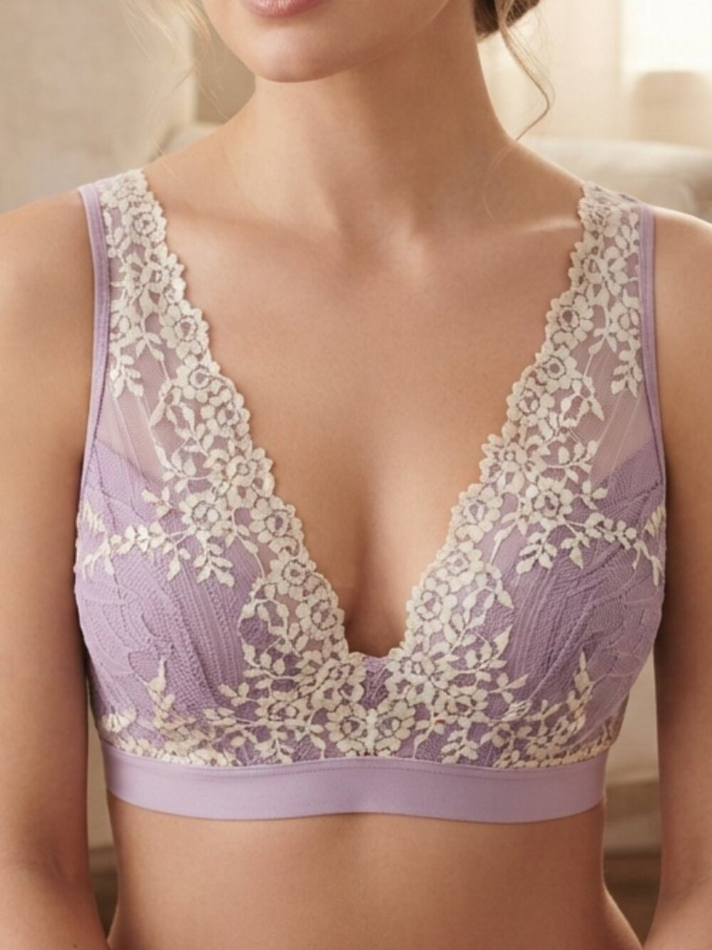 Wacoal Embrace Lace Wire Free Bralette Lilac 38 NWOT